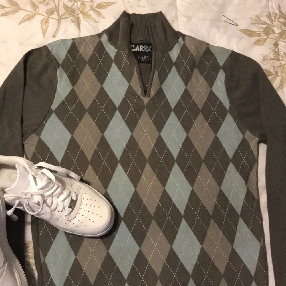 Men’s Zippered Argyle Sweater